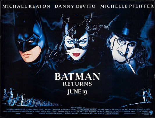 1992 Batman Returns Movie Poster Michael Keaton Penguin Catwoman