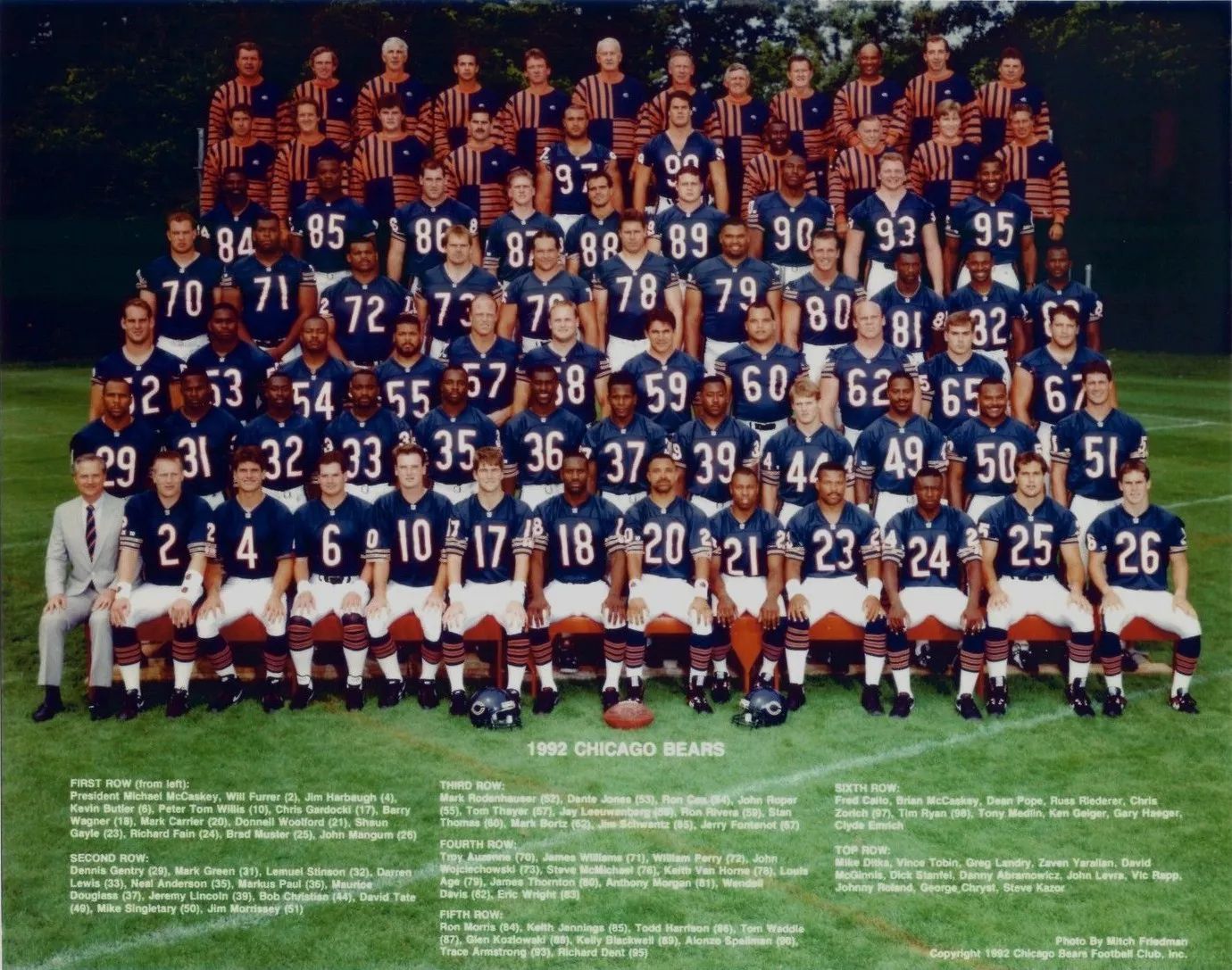 1992 Chicago Bears Team Keychain Football Nfl Picture