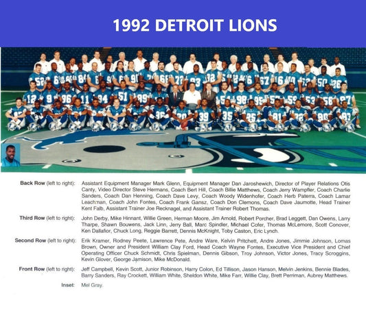 1992 Detroit Lions Team Keychain Football Picture Nfl