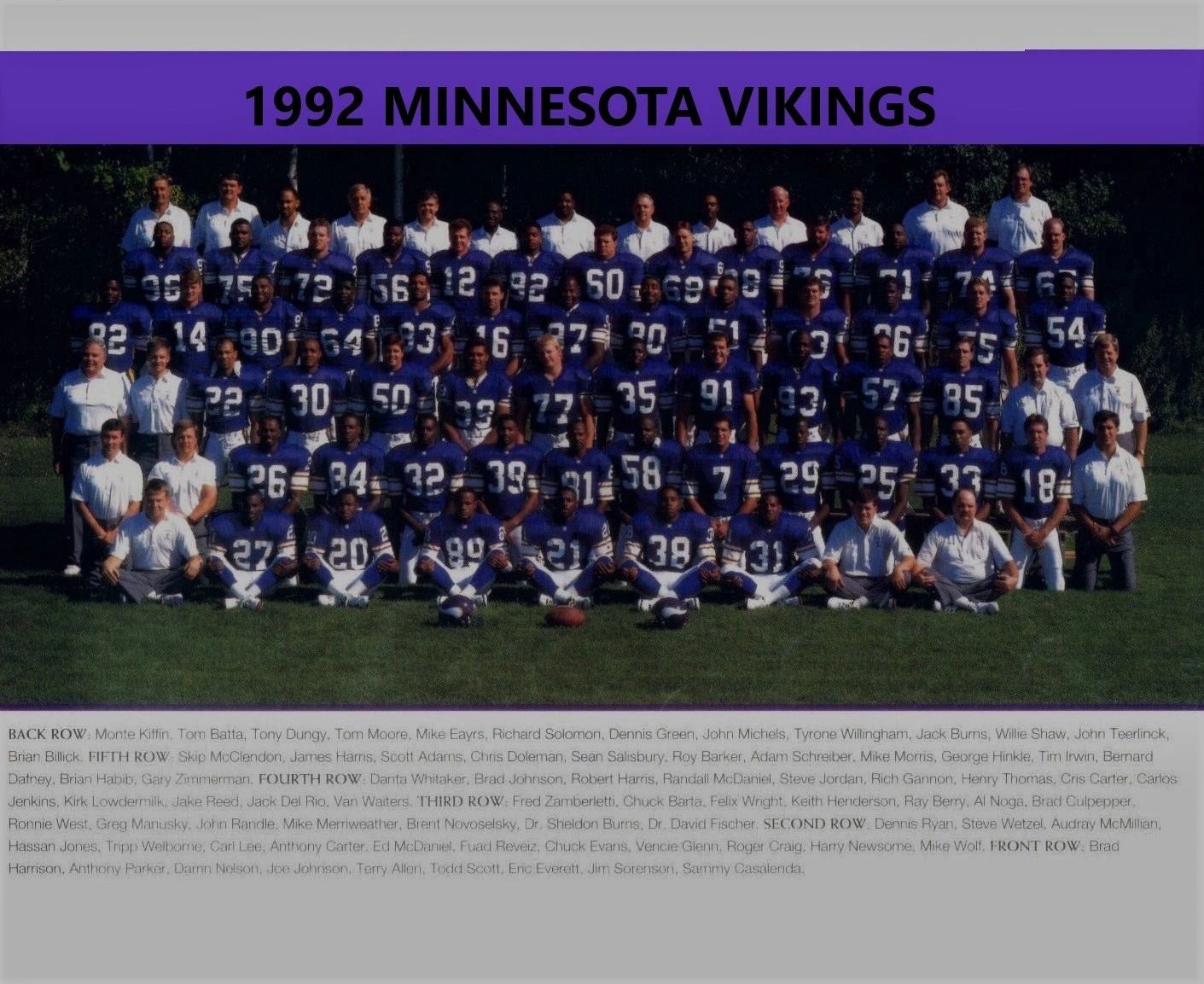 1992 Minnesota Vikings Team Photo Football Picture Nfl 300 Piece Jigsaw Puzzle