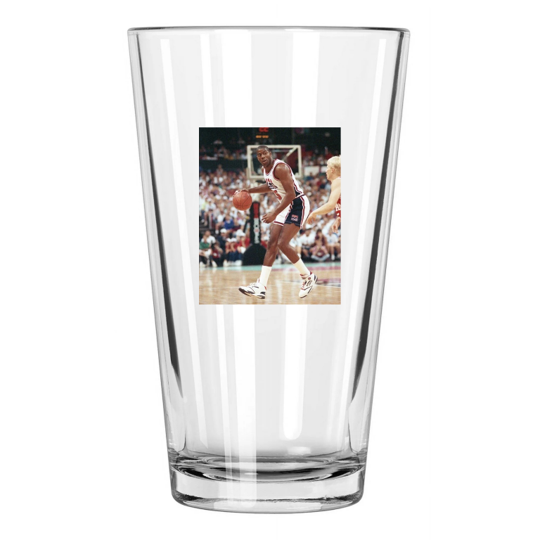 1992 Olympics Magic Johnson Photo Usa Dream Team Pint Beer Drinking Glass