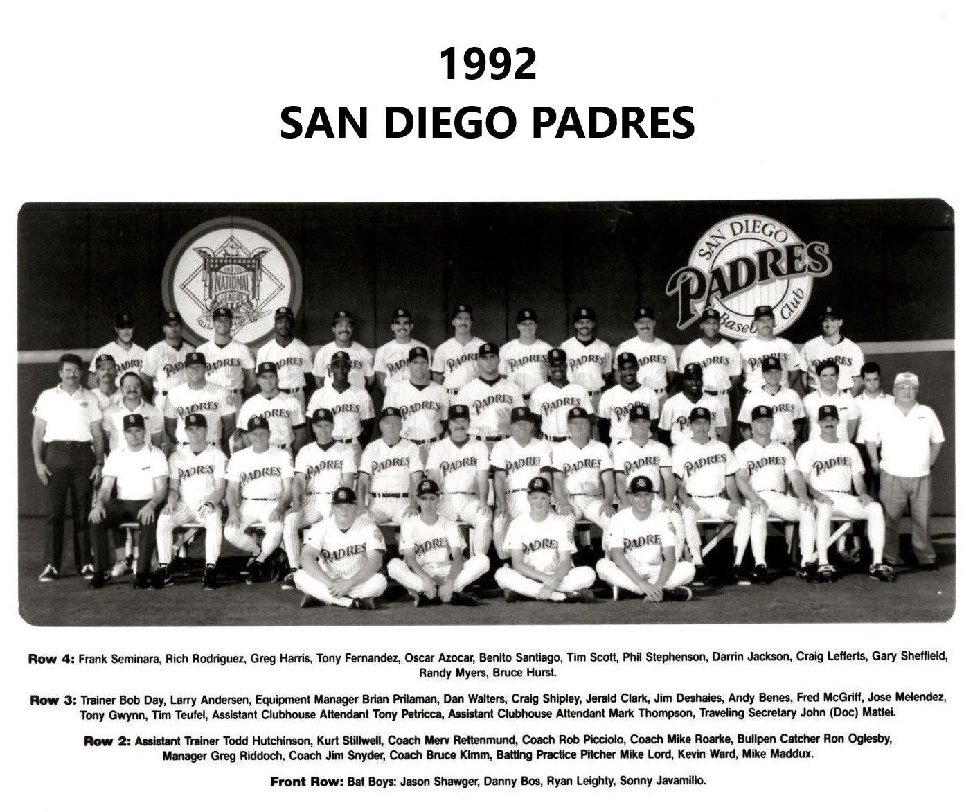 1992 San Diego Padres Team Magnet Baseball Picture Mlb