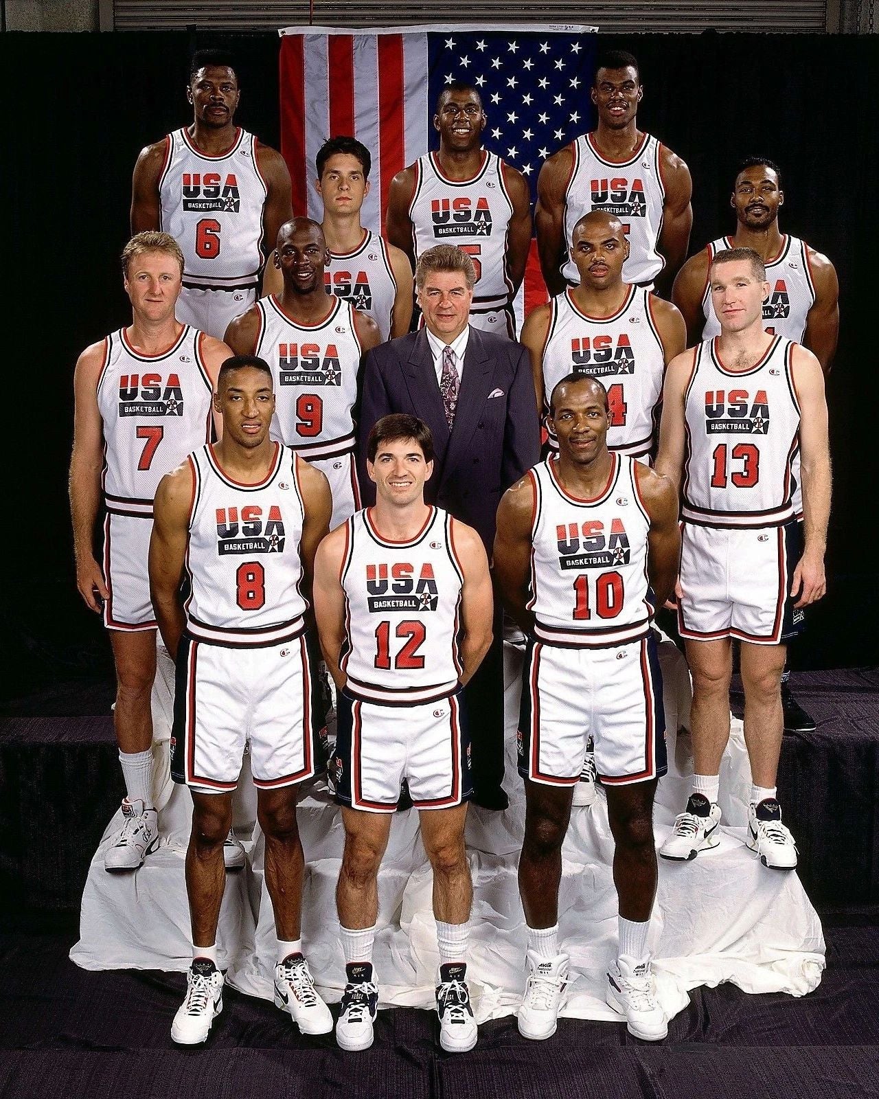 1992 Usa Dream Team Keychain Basketball Picture Bird Magic Malone Jordan Ewing