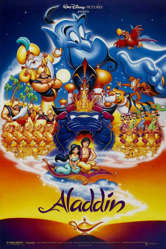 1992 Walt Disneys Aladdin Movie Keychain Jasmine Genie Jafar Abu
