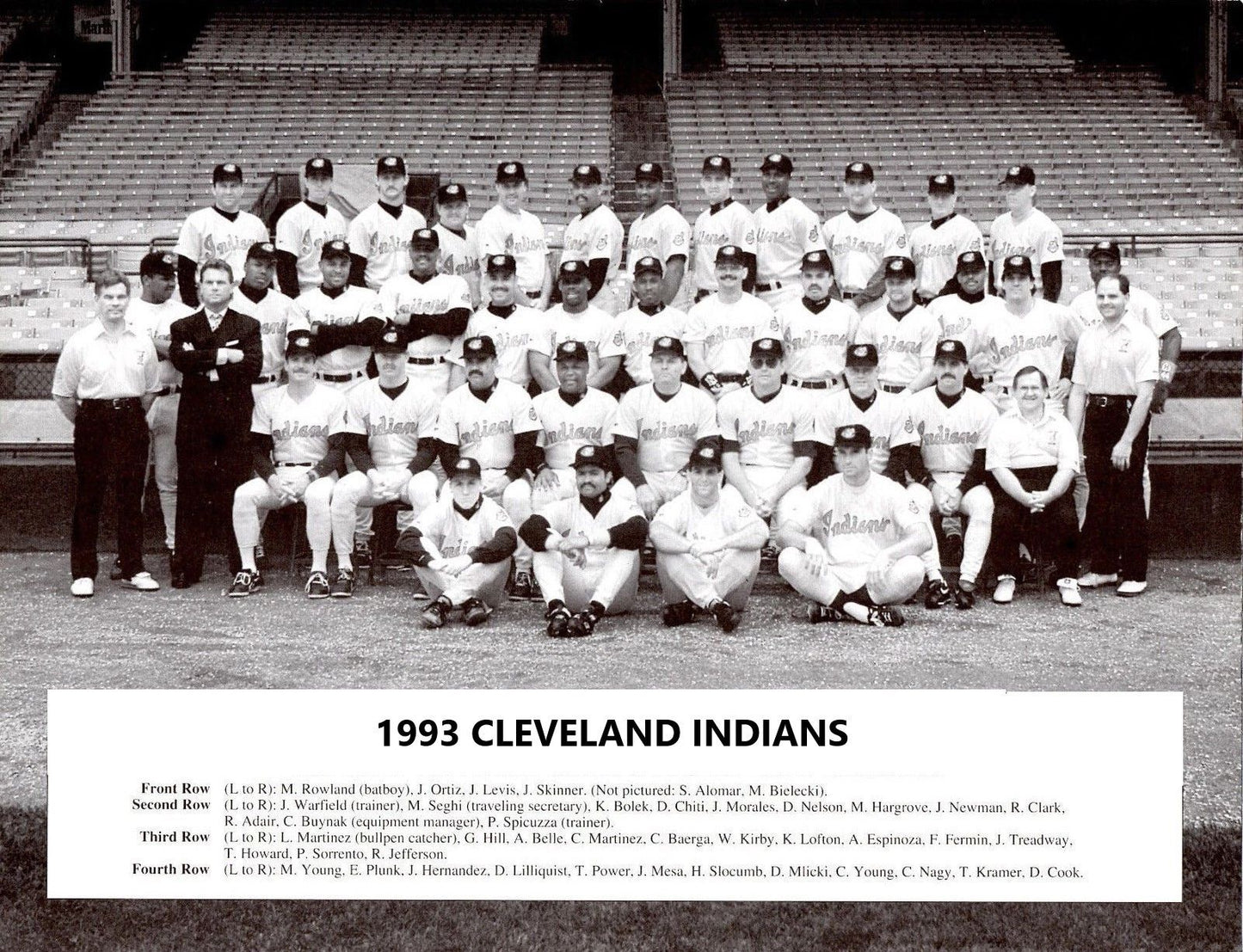 1993 Cleveland Indians Team Photo Baseball Picture Mlb