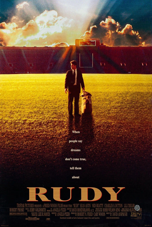 1993 Rudy Movie Poster Sean Astin Rudy Ruettiger Notre Dame Football