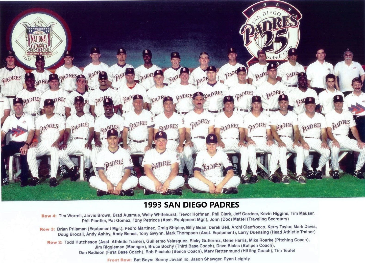 1993 San Diego Padres Team Keychain Baseball Picture Mlb
