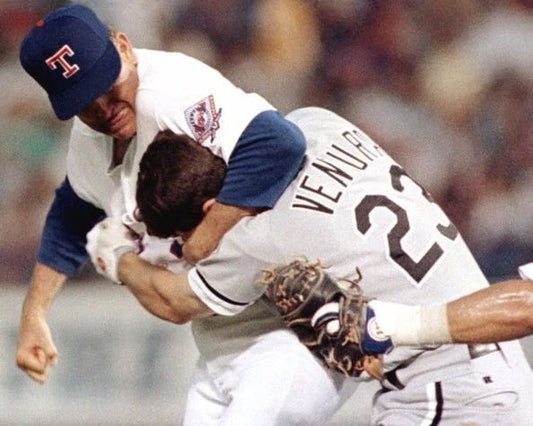 1993 Texas Rangers Nolan Ryan Vs Robin Ventura Glossy Magnet Baseball Print