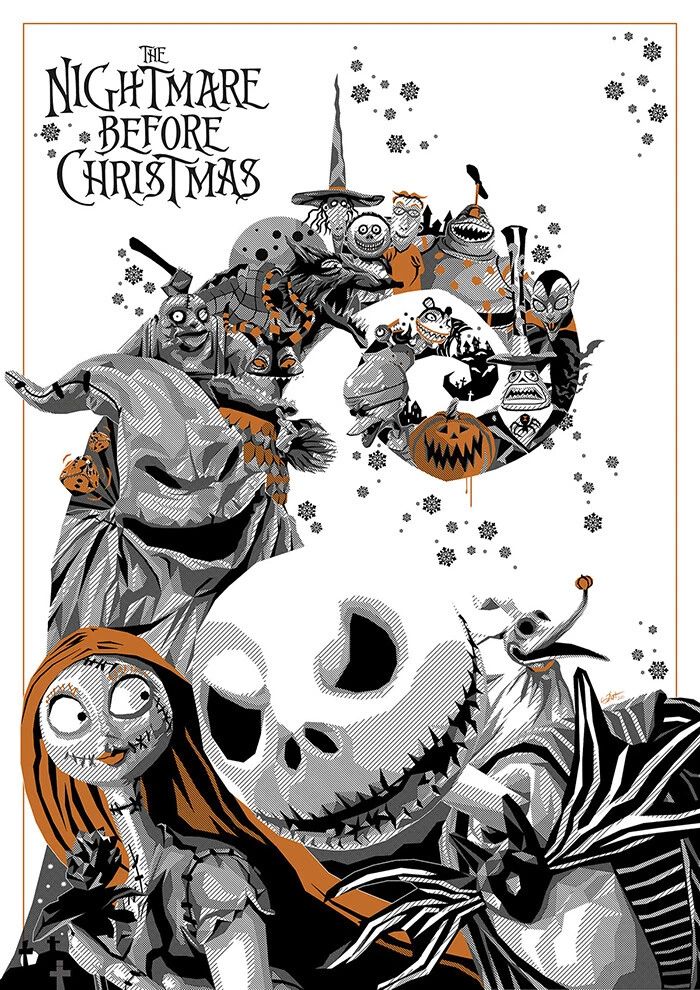 1993 The Nightmare Before Christmas Poster Print Jack Skellington Sally