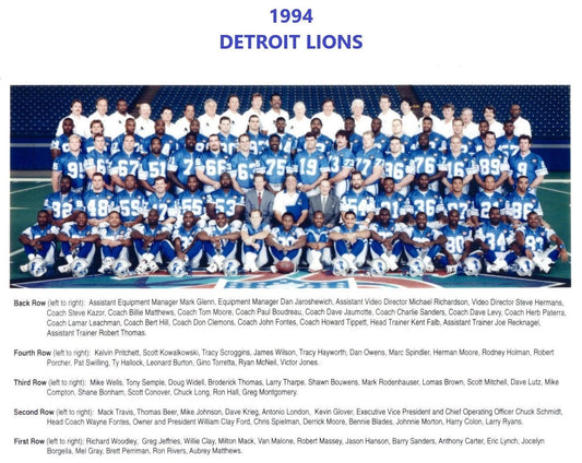 1994 Detroit Lions Team Keychain Football Picture Nfl