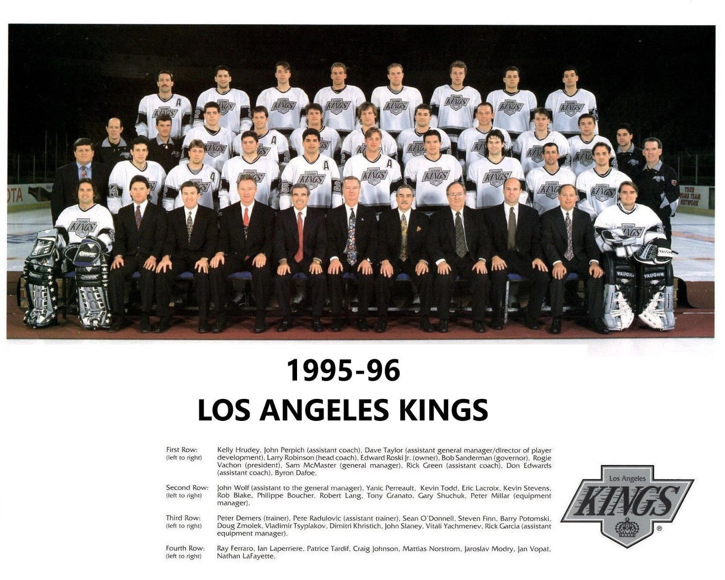 96 Los Angeles Kings Team Photo Hockey Picture Nhl La