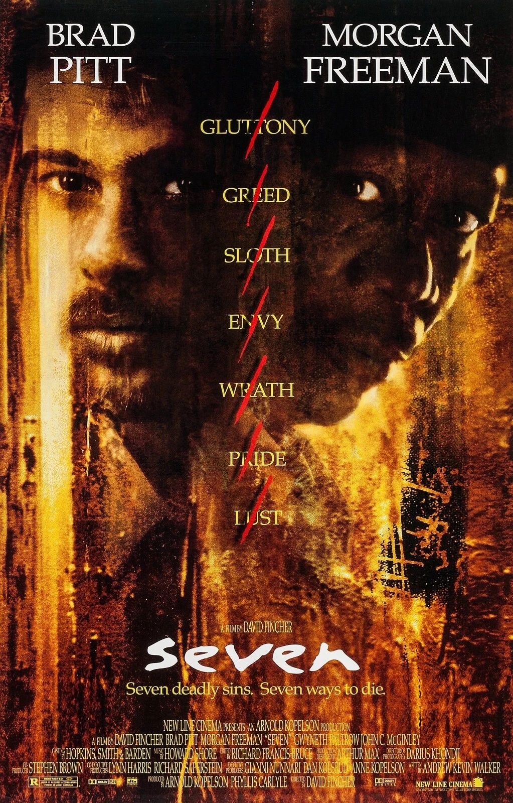1995 Seven Movie Magnet Brad Pitt Morgan Freeman Gwyneth Paltrow Se7En