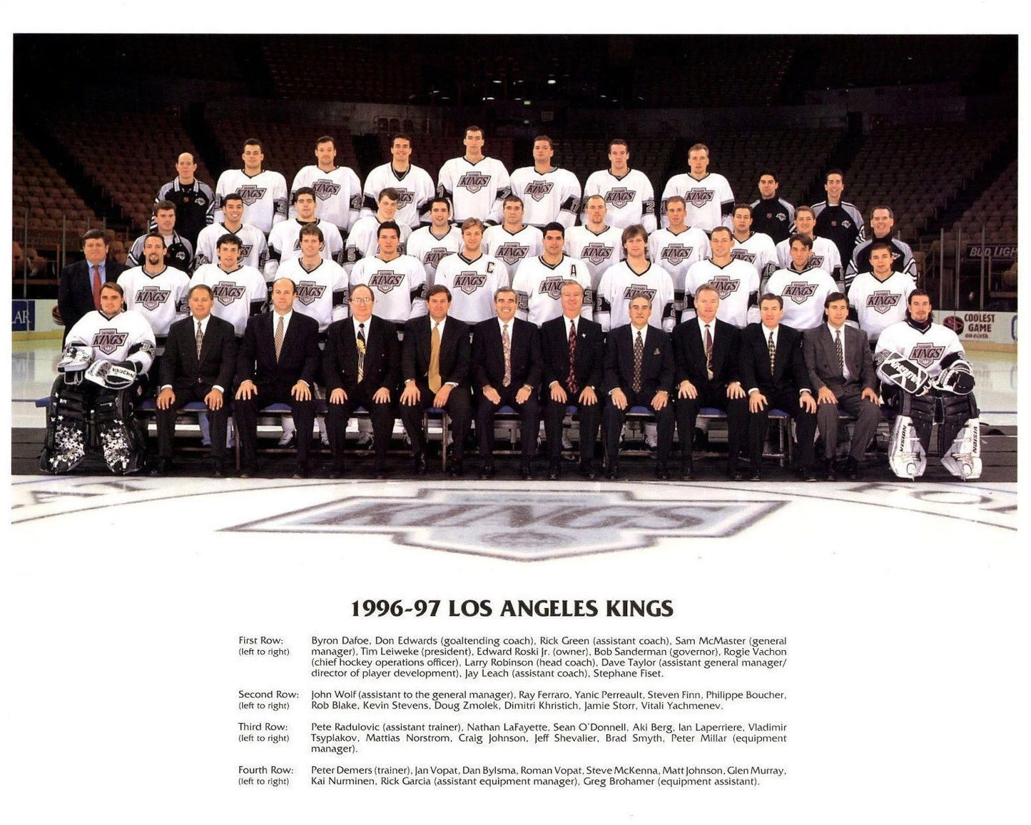 97 Los Angeles Kings Team Photo Hockey Picture Nhl La