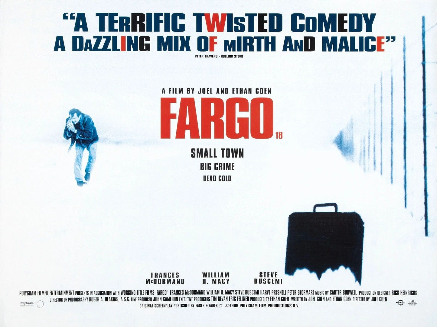 1996 Fargo Movie Poster Jerry Carl William H Macy Steve Buscemi