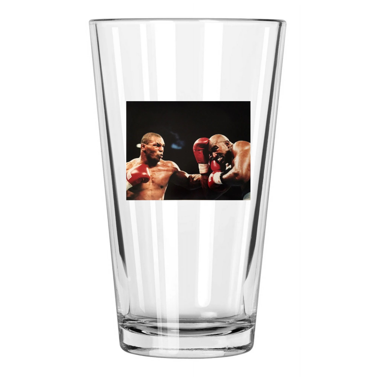 1996 Heavyweight Boxers Mike Tyson Vs Evander Holyfield Pint Beer Drinking Glass