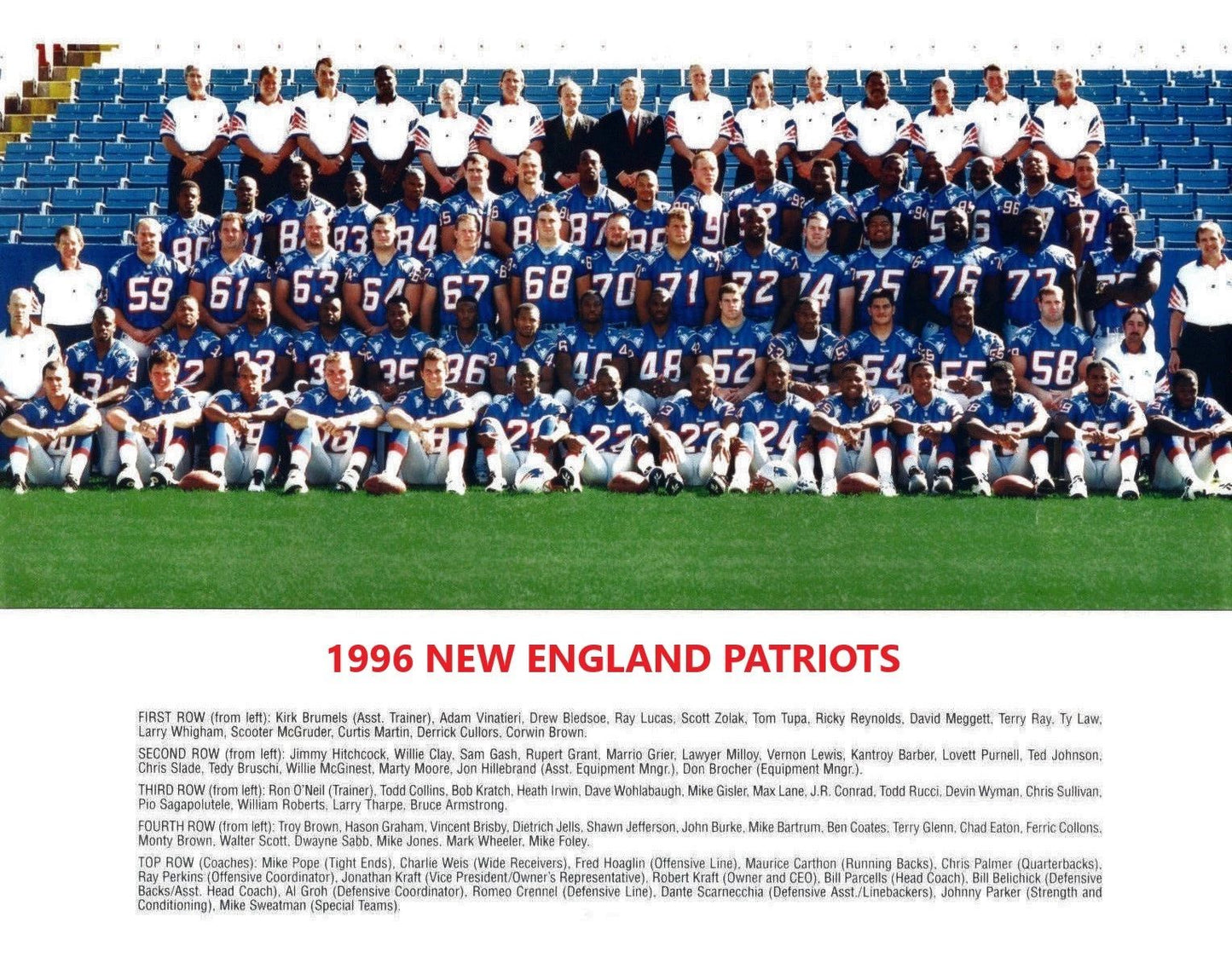 1996 New England Patriots Team Keychain Football Picture Nfl