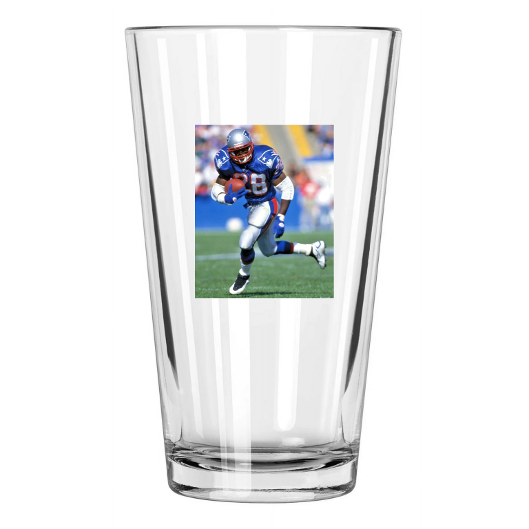 1996 New England Patriots Curtis Martin Photo Hof 2012 Pint Beer Drinking Glass