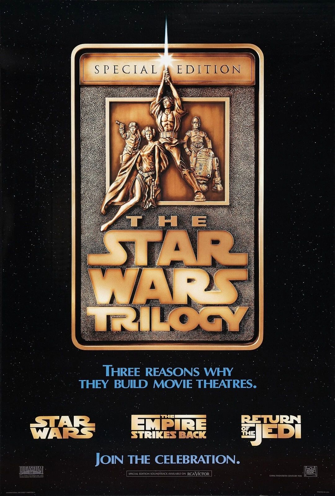 1996 Star Wars Trilogy Movie Magnet Darth Vader Luke Leia Han R2 D2 Yoda