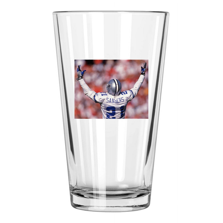 1997 Dallas Cowboys Deion Sanders 'Primetime' Football Pint Beer Drinking Glass