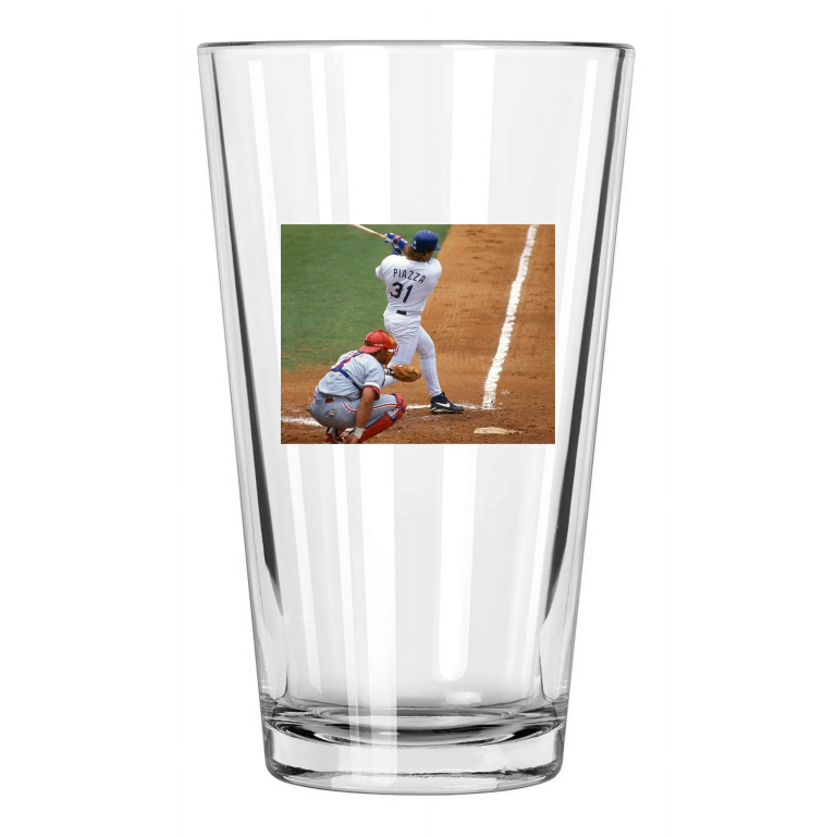 1997 Los Angeles Dodgers Mike Piazza Photo Baseball Pint Beer Drinking Glass