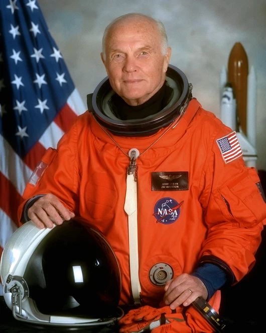 1998 Space Astronaut John Glenn Glossy Keychain Keychain Orbit Earth Print Nasa