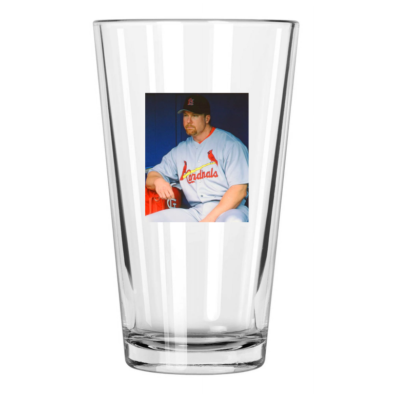 1998 St. Louis Cardinals Mark Mcgwire Photo In Dugout Pint Beer Drinking Glass