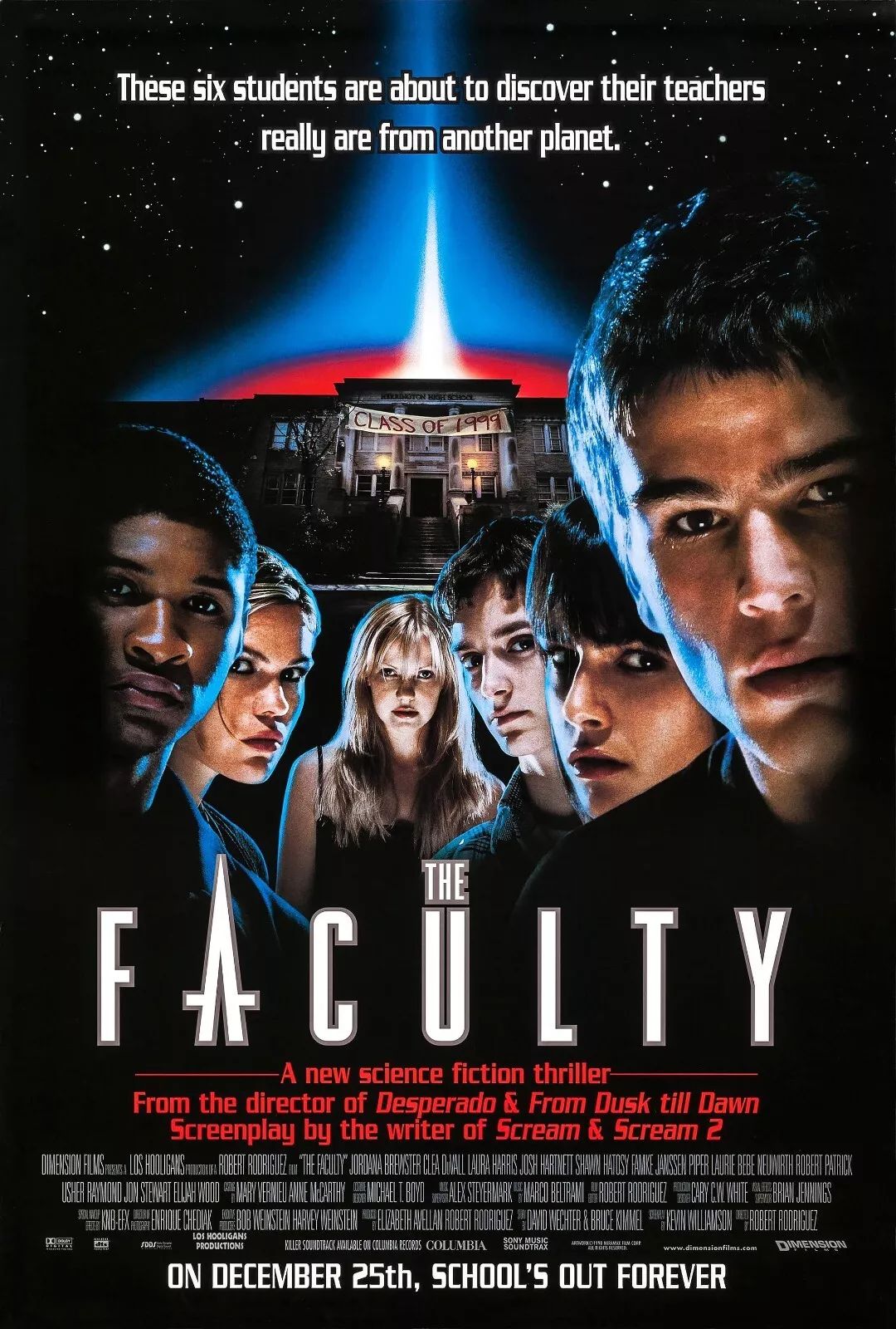 1998 The Faculty Movie Poster Josh Hartnett Usher Elijah Wood Brewster