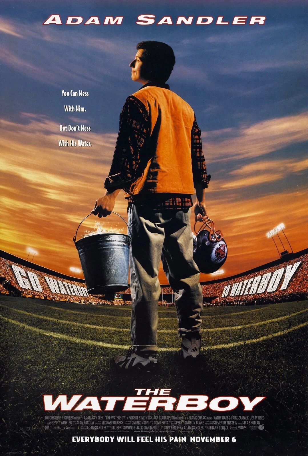 1998 The Waterboy Movie Keychain Bobby Boucher Adam Sandler Fairuza Balk