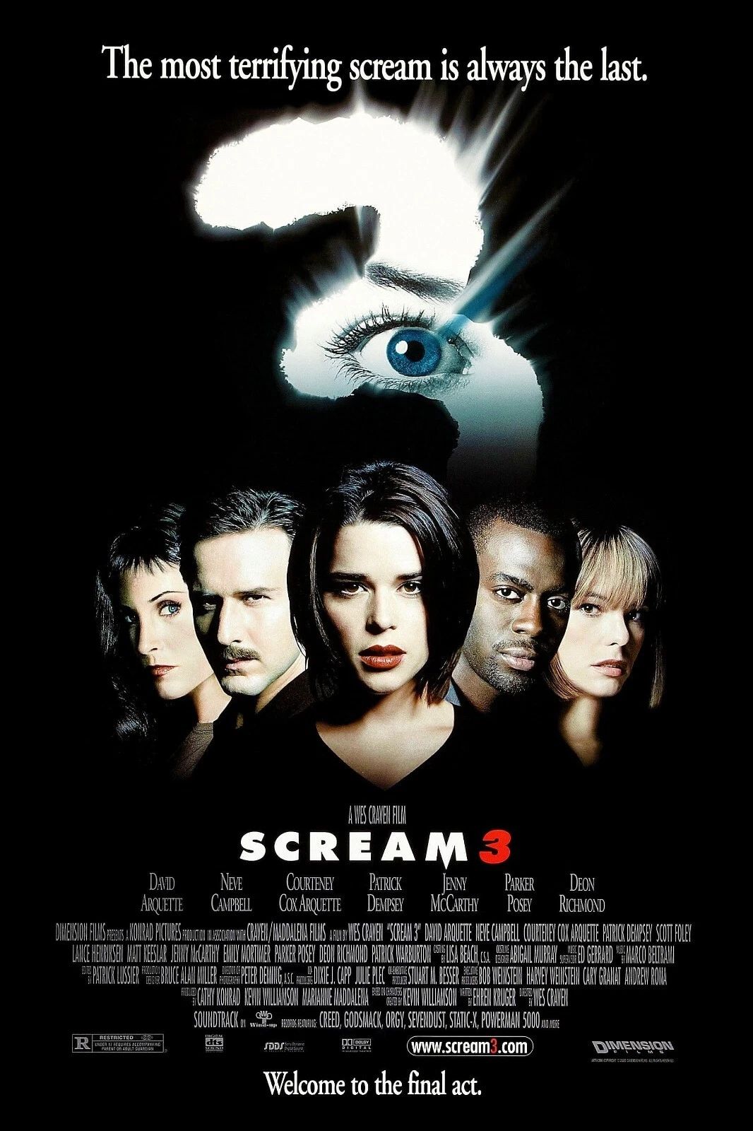 2000 Scream 3 Movie Poster Sidney Prescott Dewey Woodsboro 1