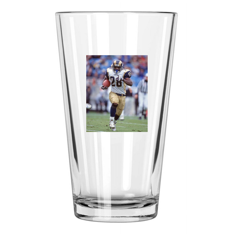 2001 St Louis Rams Marshall Faulk Photo Nfl Football Pint Beer Drinking Glass