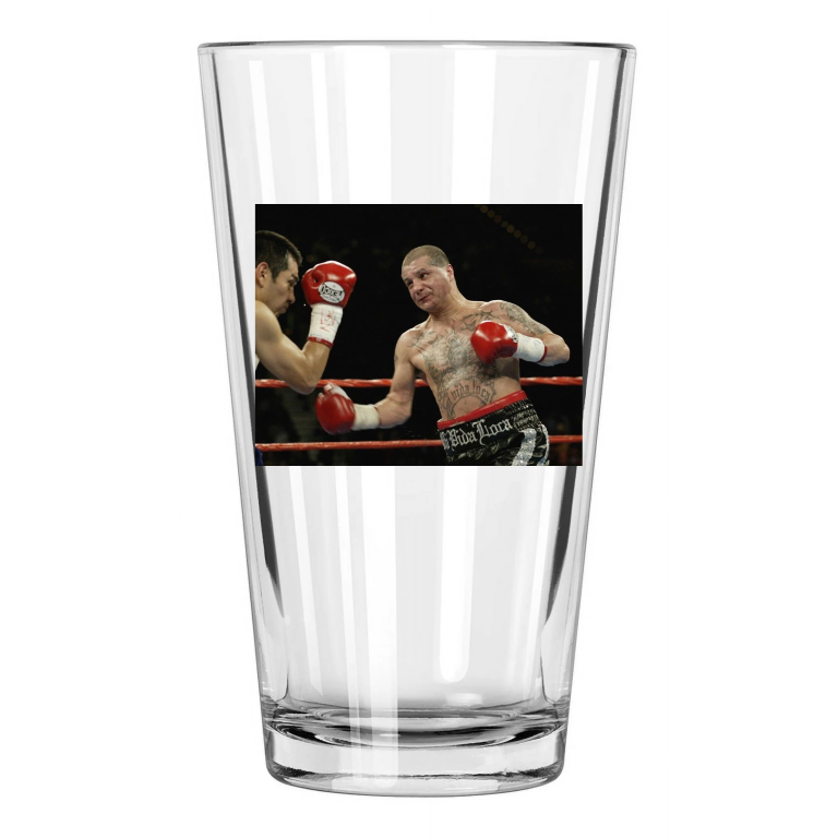 2002 Featherweight Fighter Johnny Tapia Marco Antonio Barrera Pint Beer Glass