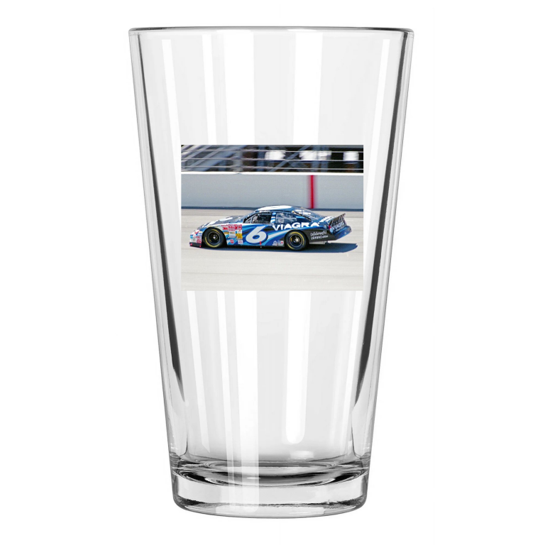 2002 Nascar Driver Mark Martin Photo Chicago Speedway Pint Beer Drinking Glass