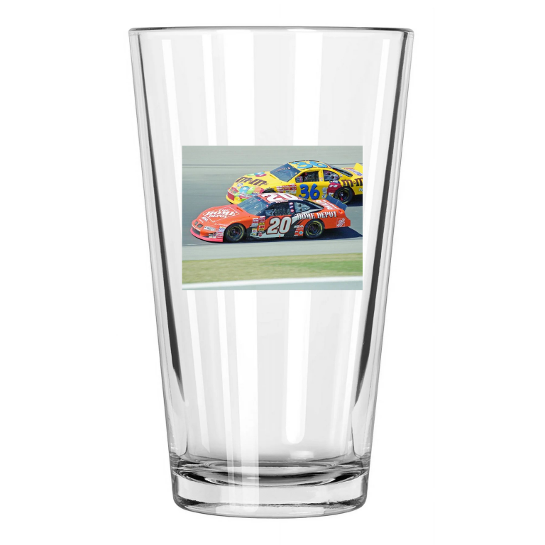2002 Nascar Drivers Tony Stewart And Ken Schrader Photo Pint Beer Drinking Glass