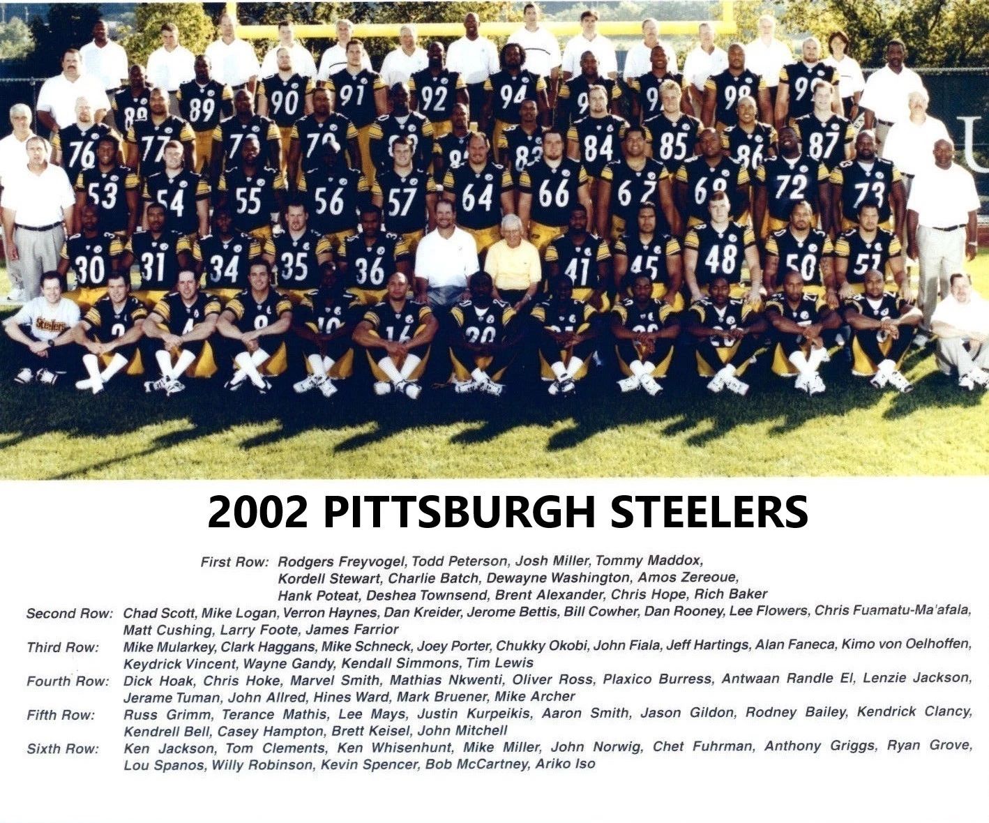 2002 Pittsburgh Steelers Team Magnet Football Picture Nfl