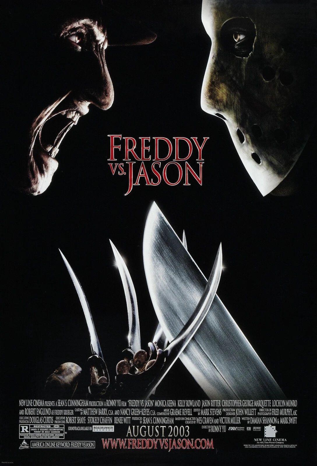 2003 Freddy Vs Jason Movie Keychain Nightmare On Elm Street Crystal Lake