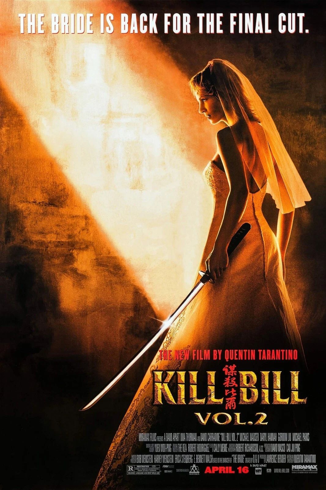 2004 Kill Bill Vol 2 Movie Poster Uma Thurman David Carridine Bride 1