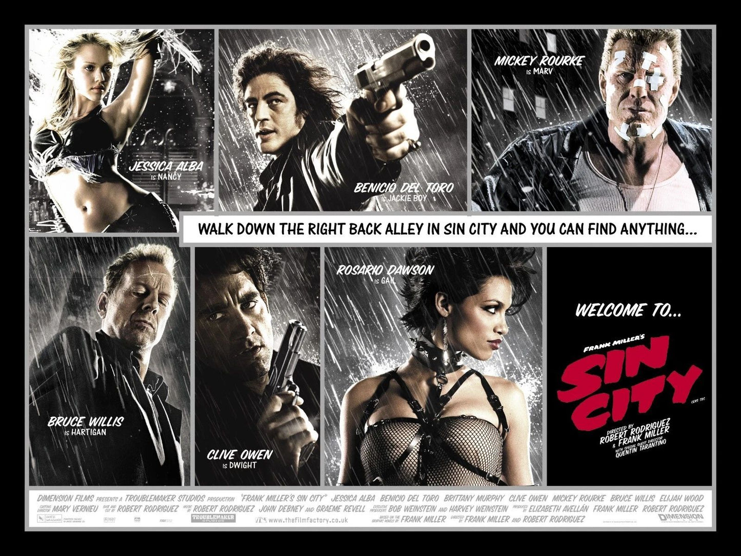 2005 Sin City Movie Magnet 17X11 Bruce Willis Jessica Alba Rosario Dawson