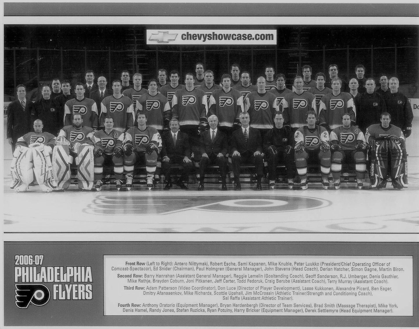 07 Philadelphia Flyers Photo Hockey Nhl Picture Bw