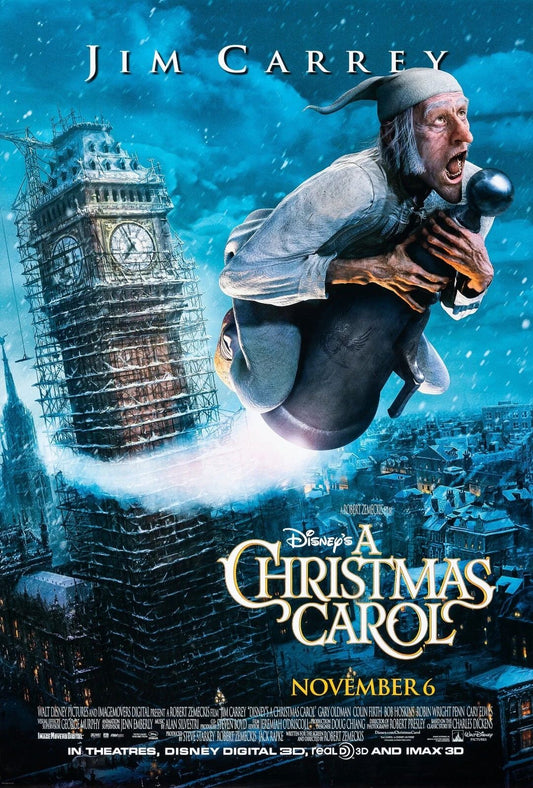 2009 Disney A Christmas Carol Movie Poster Scrooge Jim Carrey Marley
