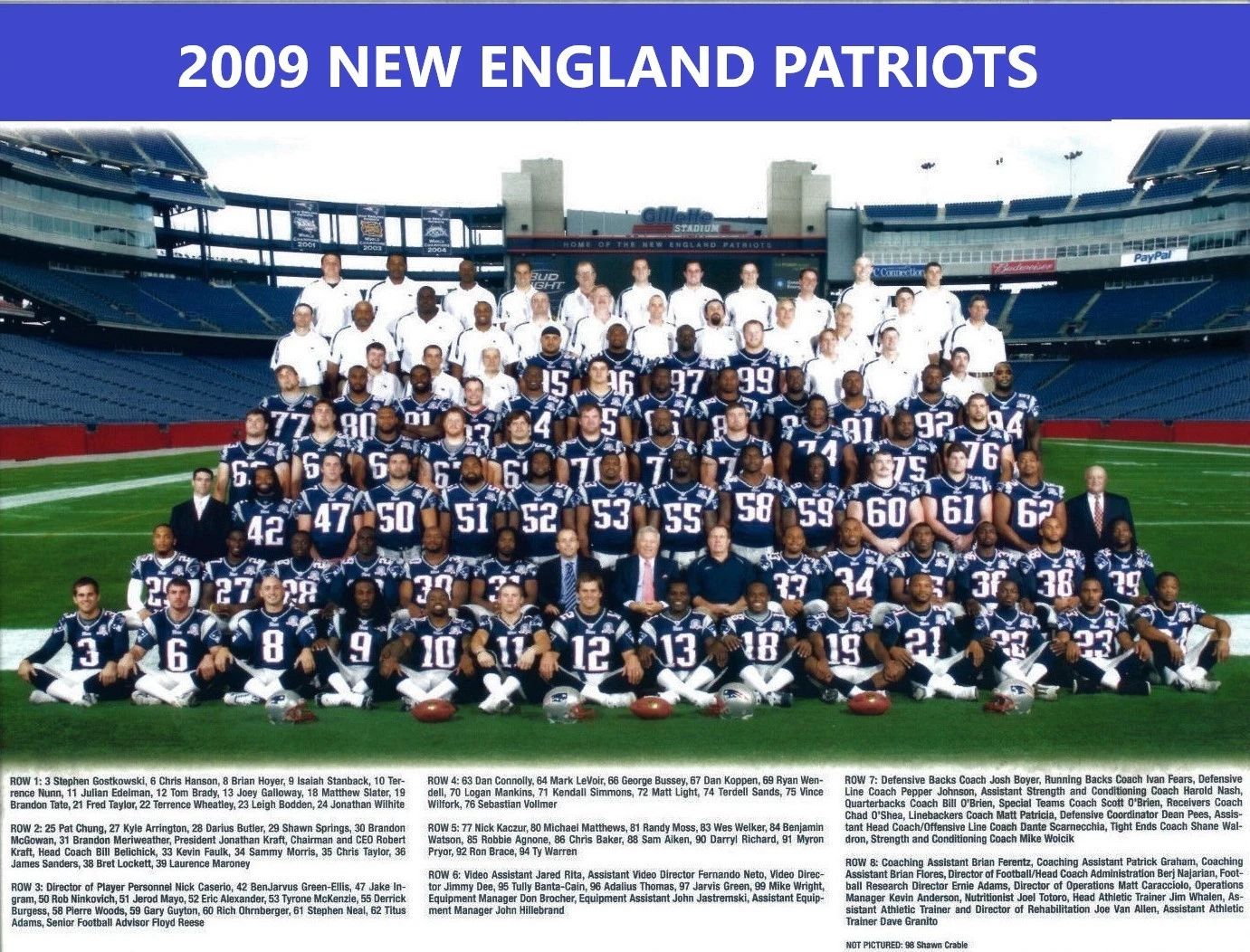 2009 New England Patriots Team Photo Football Picture Nfl