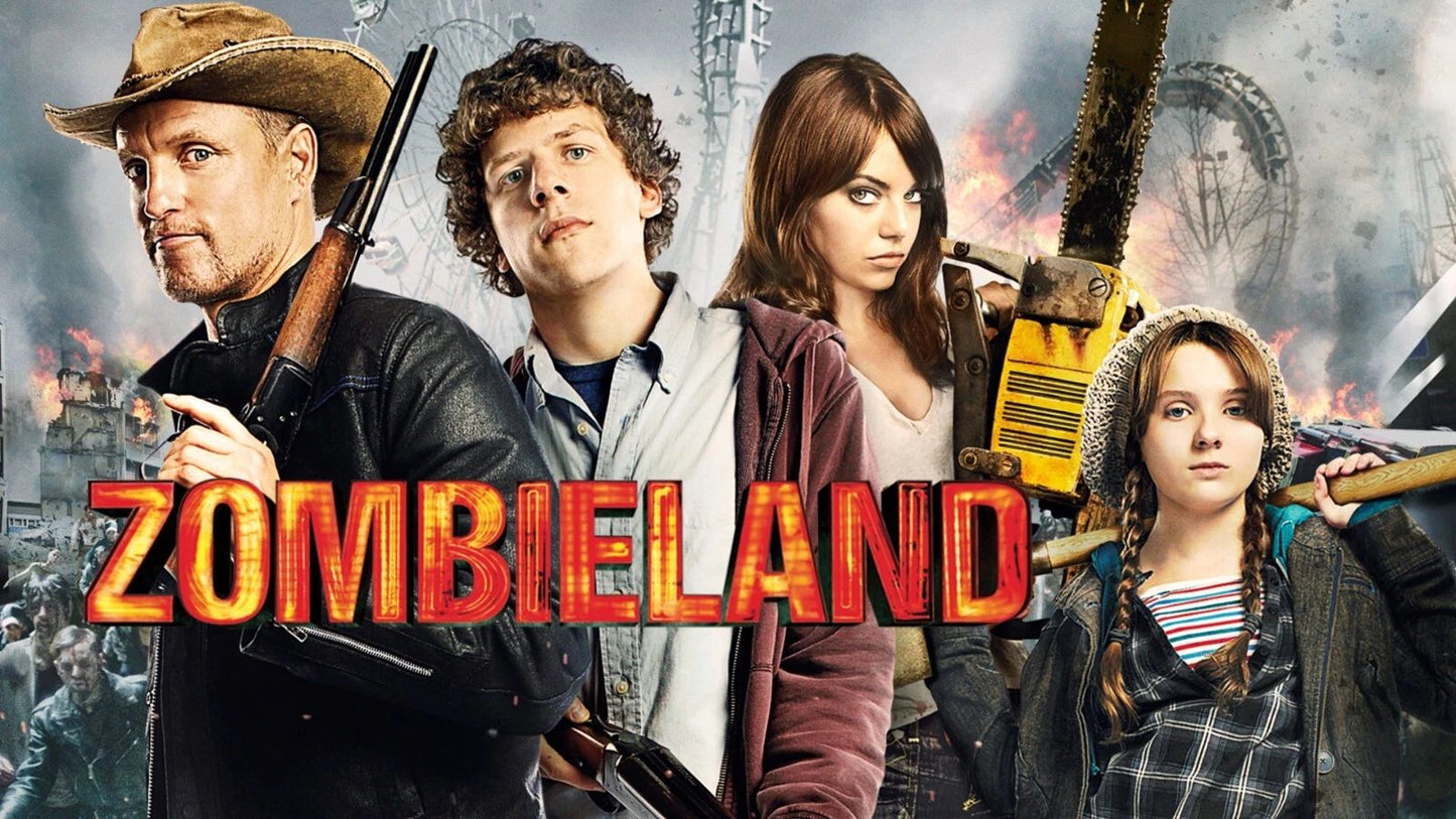 2009 Zombieland Movie Poster Woody Harrelson Emma Stone Jesse Eisenberg