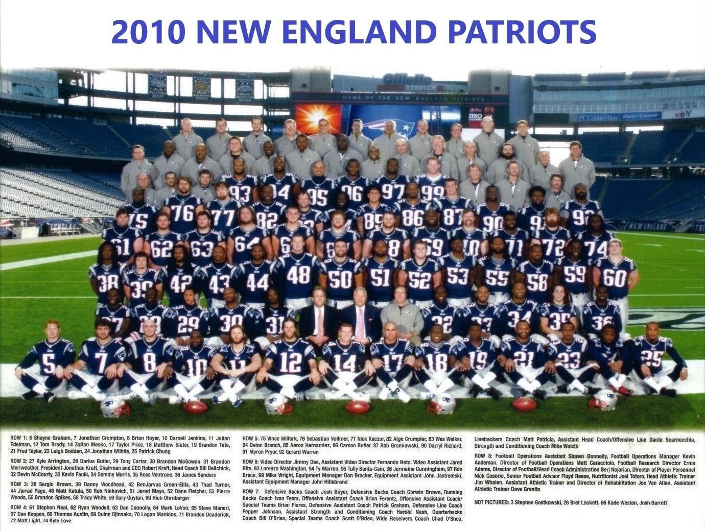 2010 New England Patriots Team Photo Football Picture Nfl