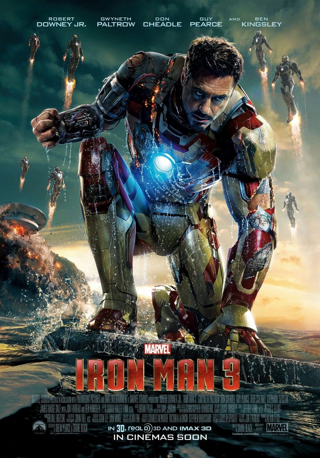 2013 Iron Man 3 Movie Poster Tony Stark Robert Downey Jr Iron Patriot