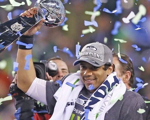 2014 Nfl Champions Russell Wilson Glossy Keychain Super Bowl Xlviii Print