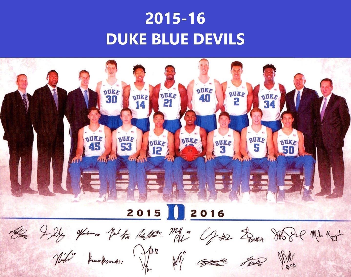 16 Duke Blue Devils Team Photo Picture Ncaa Basketball 300 Piece Jigsaw Puzzle