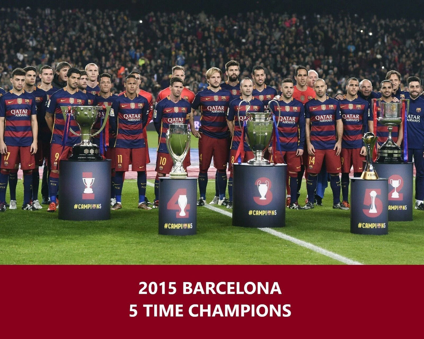 2015 Barcelona 5 Time Champions Team Magnet Bc Soccer Football Picture