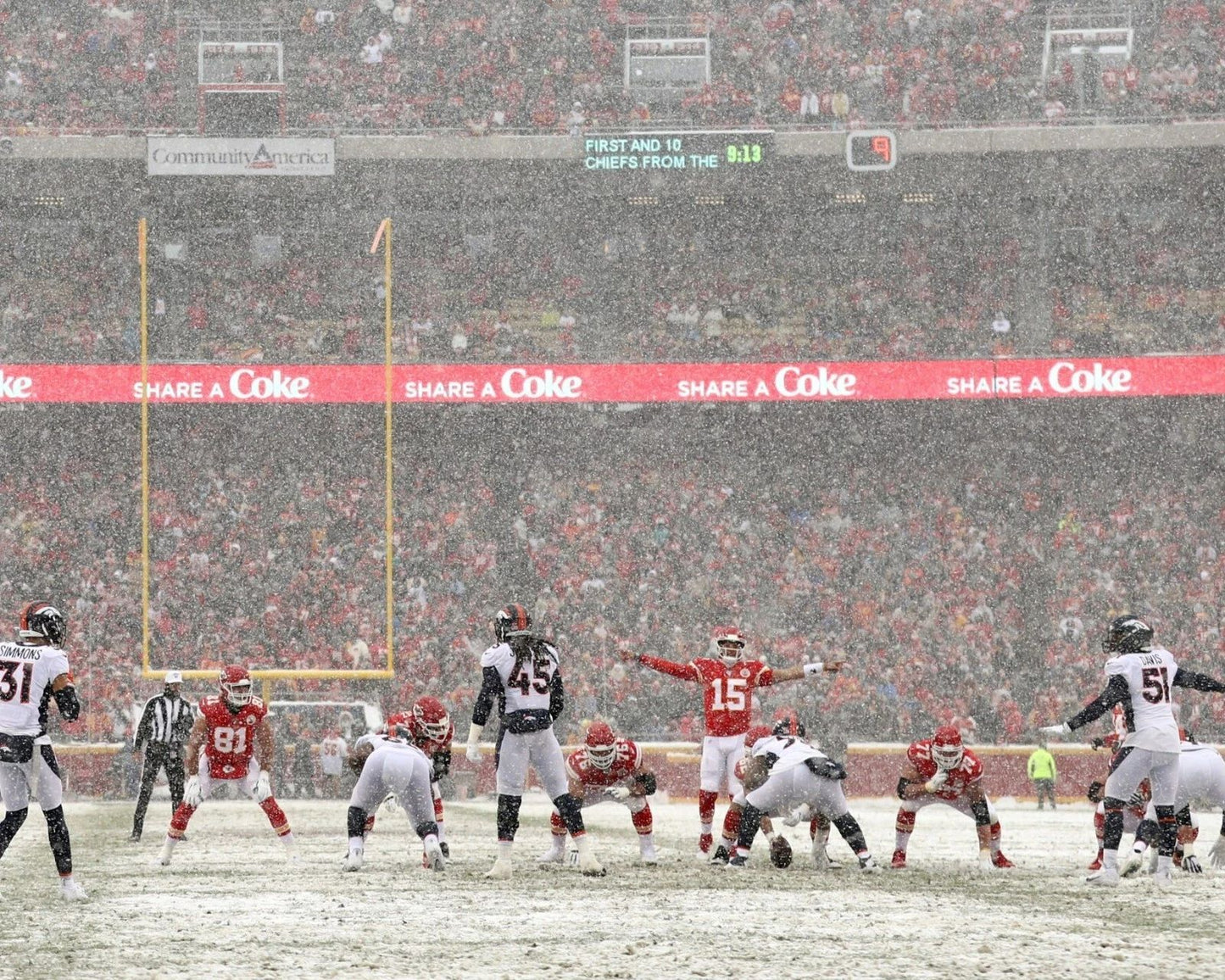 2015 Denver Broncos Vs Kansas City Chiefs Keychain Picture Nfl Football Snow