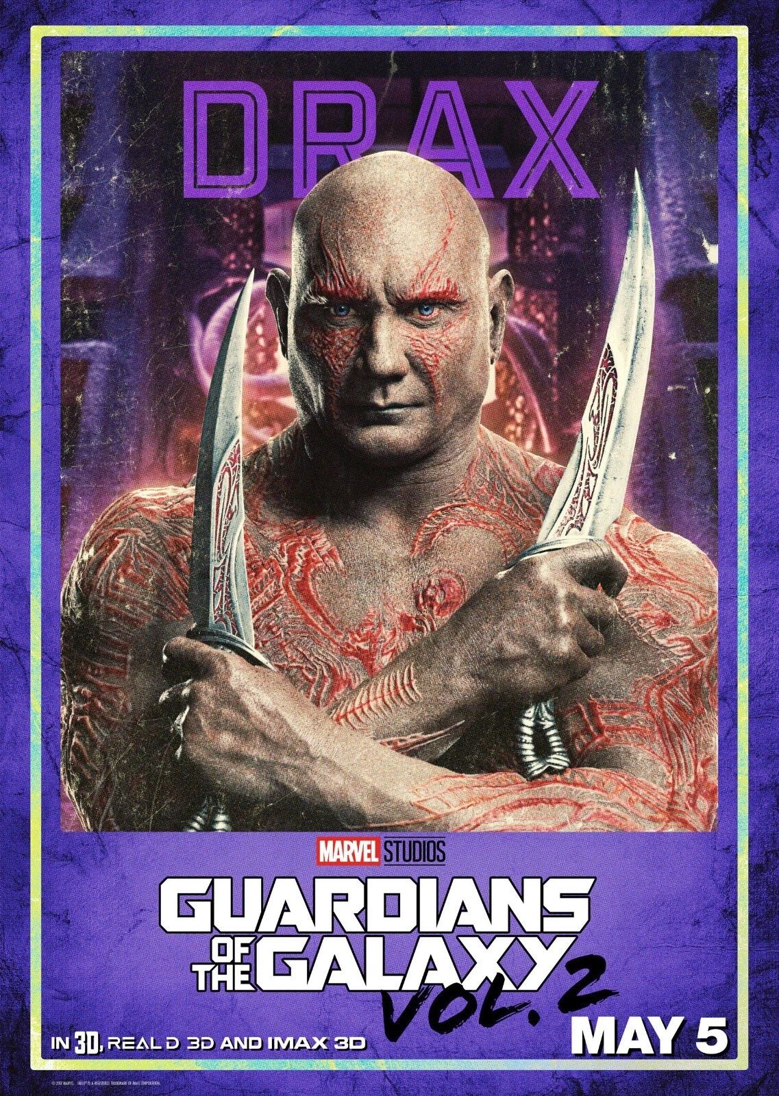 2017 Guardians Of The Galaxy Vol 2 Movie Keychain Marvel Star Lord Drax