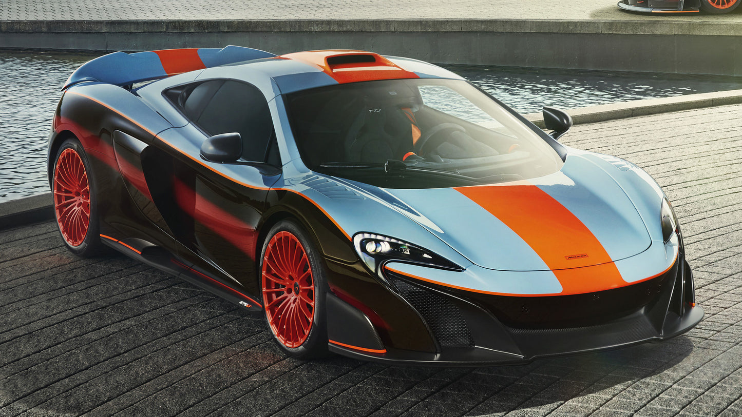 Mclaren 675Lt Gulf Racing Theme By Mso Hd Art Print Poster