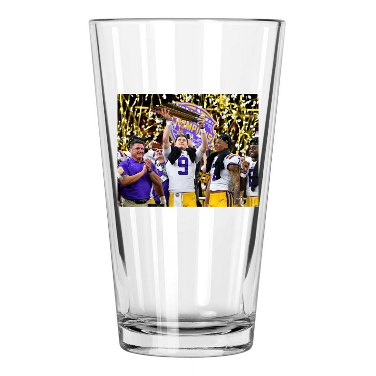 2019 Lsu Tigers National Champions With Joe Burrow Pint Beer Drinking Glass